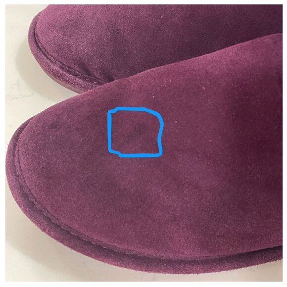 BEARPAW Abigail Mid-Calf Boot Suede Wool & Sheepskin Button Purple Women Size 10 - Picture 12 of 13